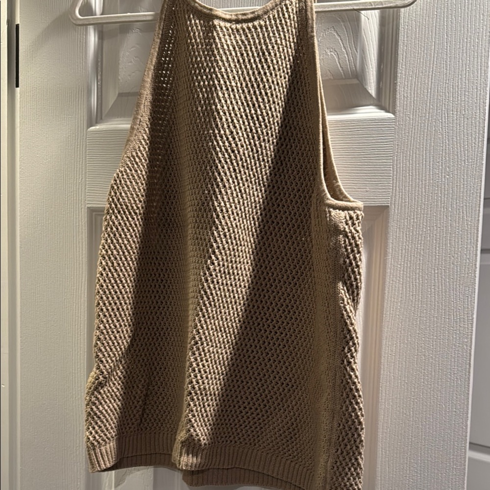 Tan Knit Sleeveless Top